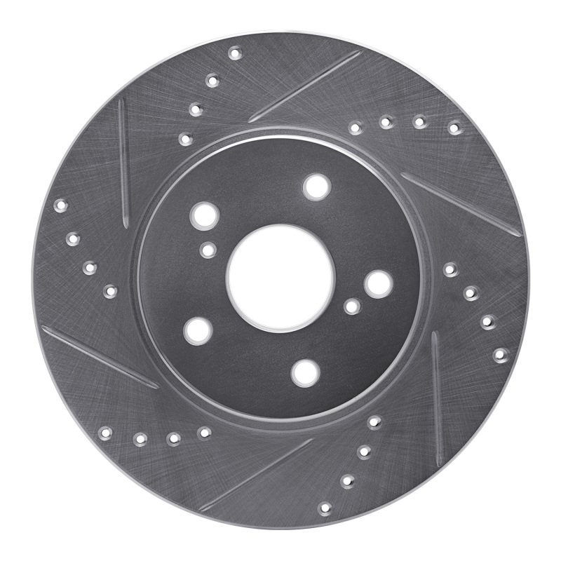 Lexus IS250 Brake Rotor (1) - Front Left - R1 Concepts - Drilled & Slotted - Silver - `02-`15